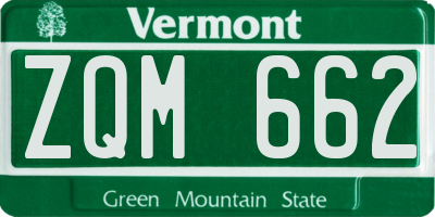 VT license plate ZQM662