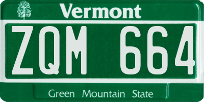 VT license plate ZQM664