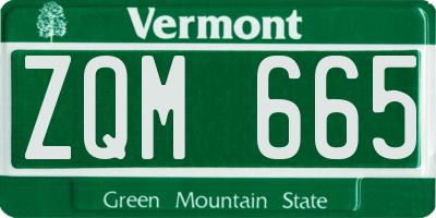 VT license plate ZQM665