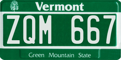 VT license plate ZQM667