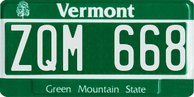 VT license plate ZQM668