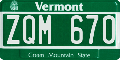 VT license plate ZQM670