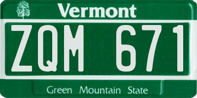 VT license plate ZQM671