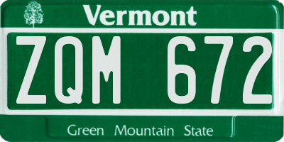 VT license plate ZQM672