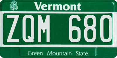 VT license plate ZQM680