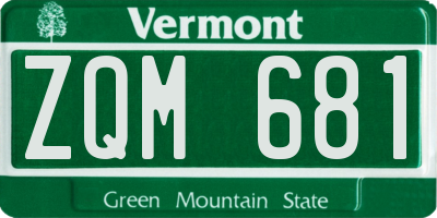 VT license plate ZQM681