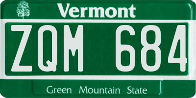 VT license plate ZQM684