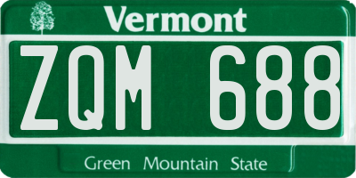 VT license plate ZQM688