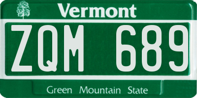VT license plate ZQM689