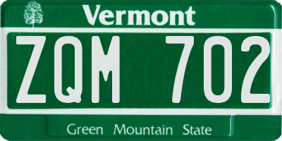 VT license plate ZQM702