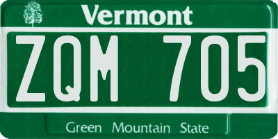 VT license plate ZQM705