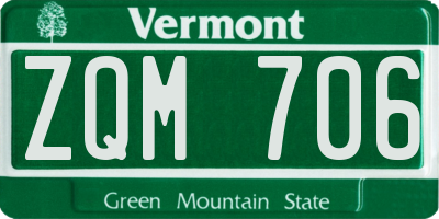 VT license plate ZQM706