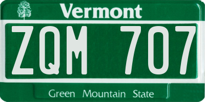 VT license plate ZQM707