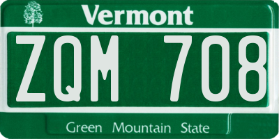 VT license plate ZQM708