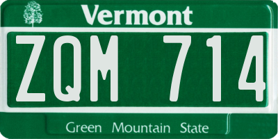 VT license plate ZQM714