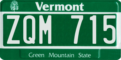 VT license plate ZQM715