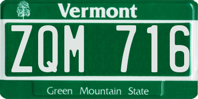 VT license plate ZQM716