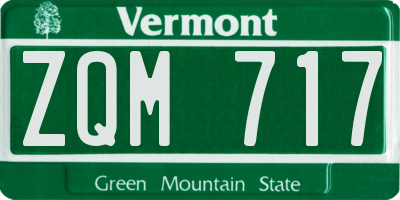 VT license plate ZQM717