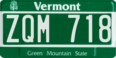 VT license plate ZQM718