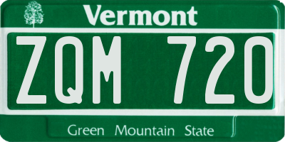 VT license plate ZQM720
