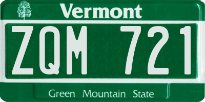 VT license plate ZQM721