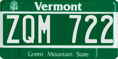VT license plate ZQM722