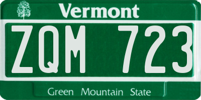 VT license plate ZQM723