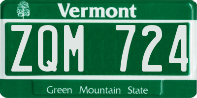 VT license plate ZQM724