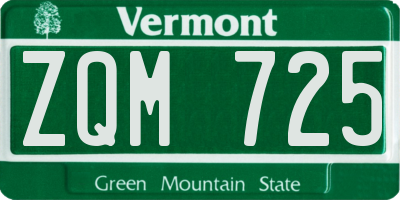 VT license plate ZQM725