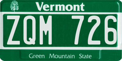 VT license plate ZQM726
