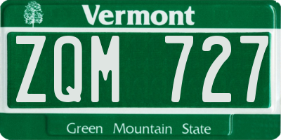 VT license plate ZQM727