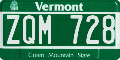 VT license plate ZQM728