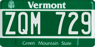 VT license plate ZQM729