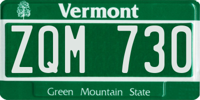VT license plate ZQM730