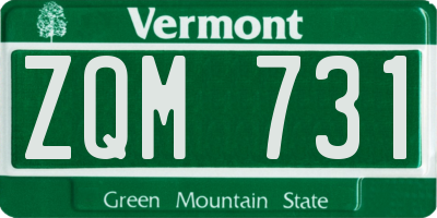VT license plate ZQM731