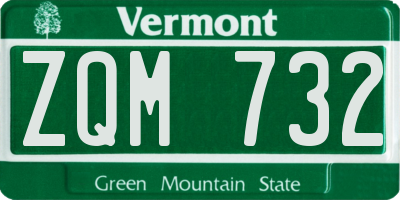 VT license plate ZQM732