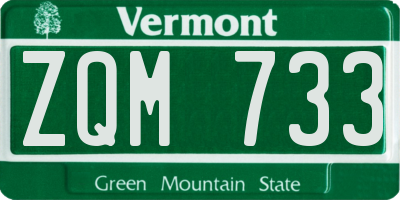 VT license plate ZQM733