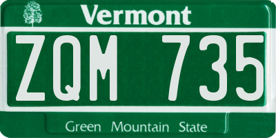 VT license plate ZQM735