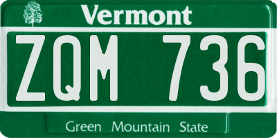 VT license plate ZQM736