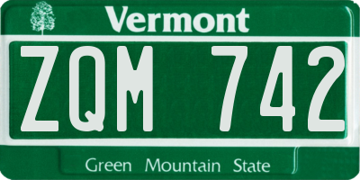 VT license plate ZQM742