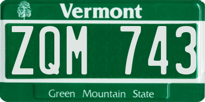 VT license plate ZQM743