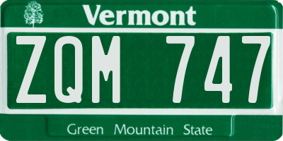 VT license plate ZQM747