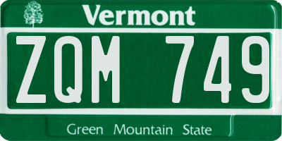 VT license plate ZQM749