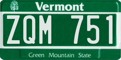 VT license plate ZQM751