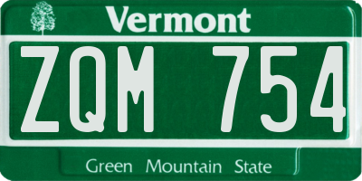 VT license plate ZQM754