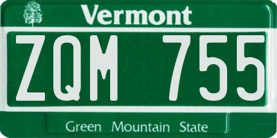 VT license plate ZQM755