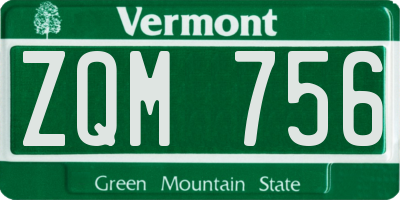 VT license plate ZQM756