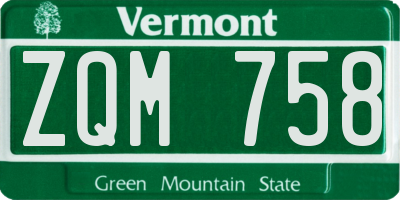 VT license plate ZQM758