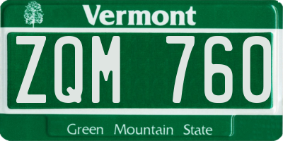 VT license plate ZQM760