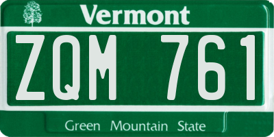 VT license plate ZQM761